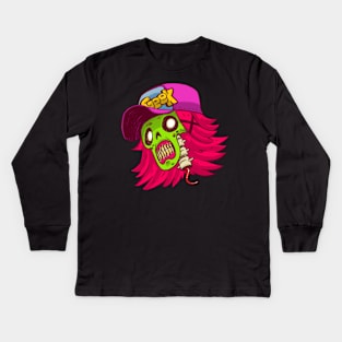 Zombie Geeky Head Kids Long Sleeve T-Shirt